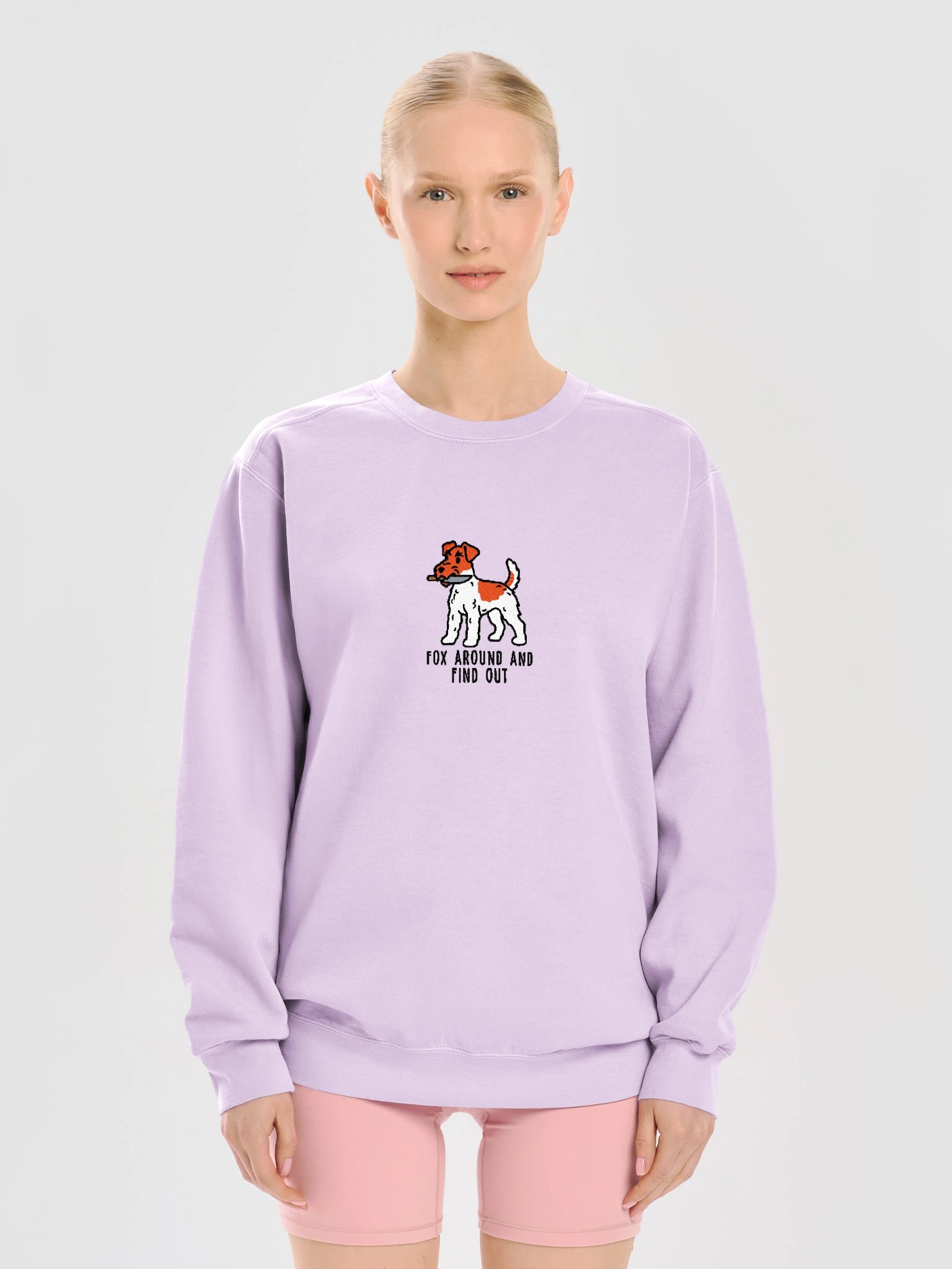 Fox Around and Find Out Funny Chibi-Style Embroidered Premium Sweatshirt for Wire Fox Terrier(Red & White) Owners product image (37)