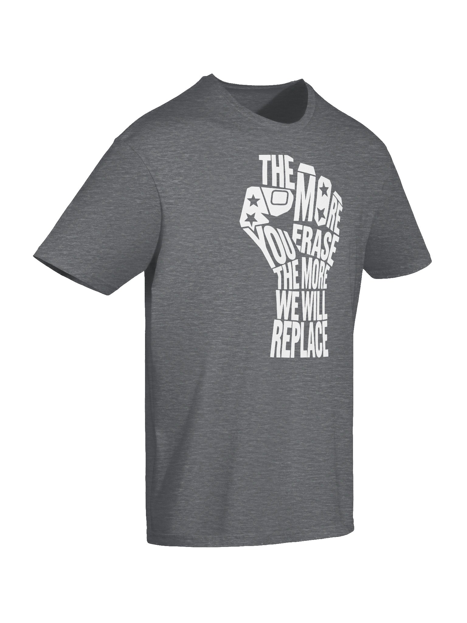 THE MORE YOU ERASE FIST Graphic T-Shirt White on Dark Gray product image (5)