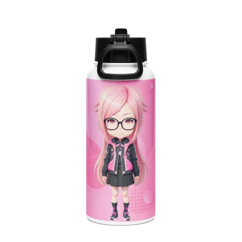 (PINK CHIBI) K Stainless Steel Water Bottle with a Straw Lid product image (2)