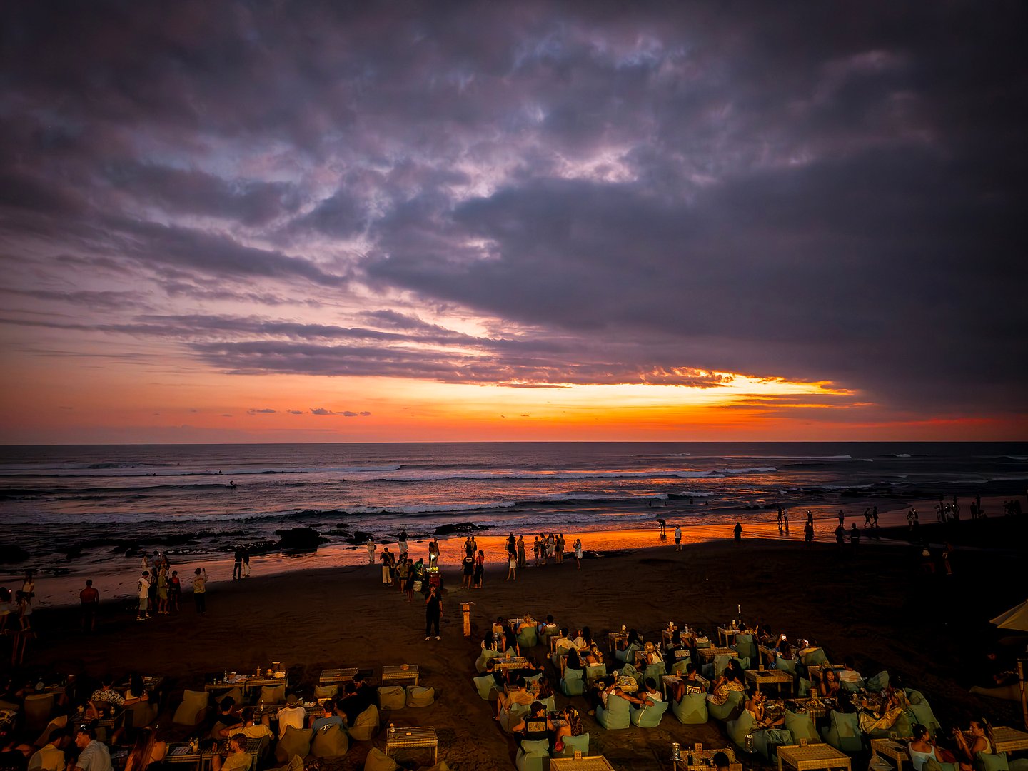 Sunset over the beach in Canggu, Bali