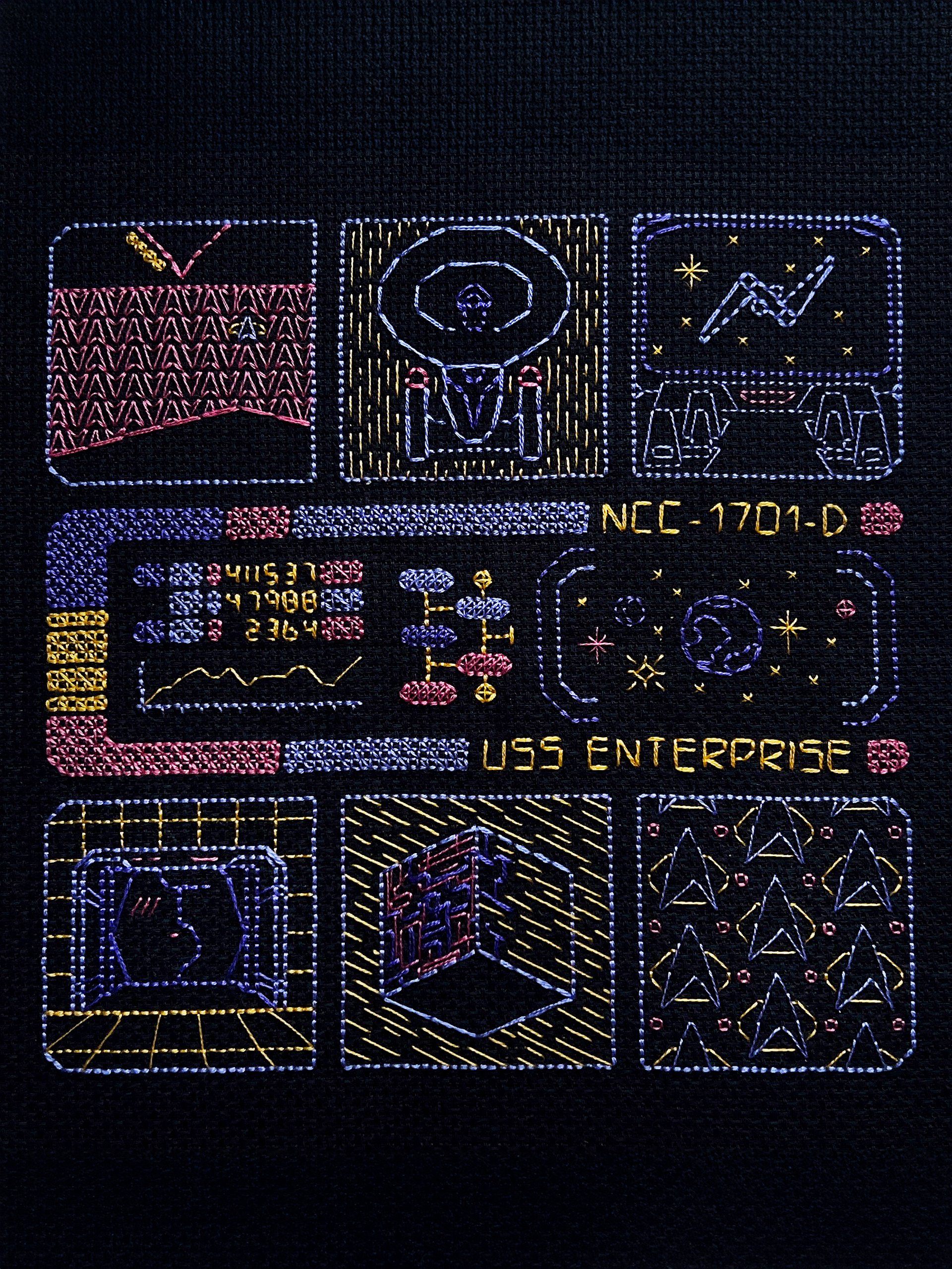 Cosmic Hike • Blackwork Cross Stitch Pattern • PDF Digital Download product image (2)