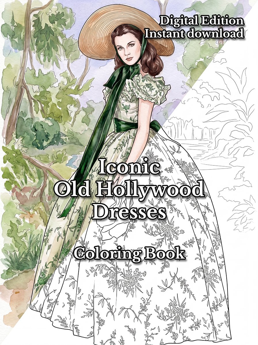 Iconic Old Hollywood Dresses - Coloring eBook product image (1)