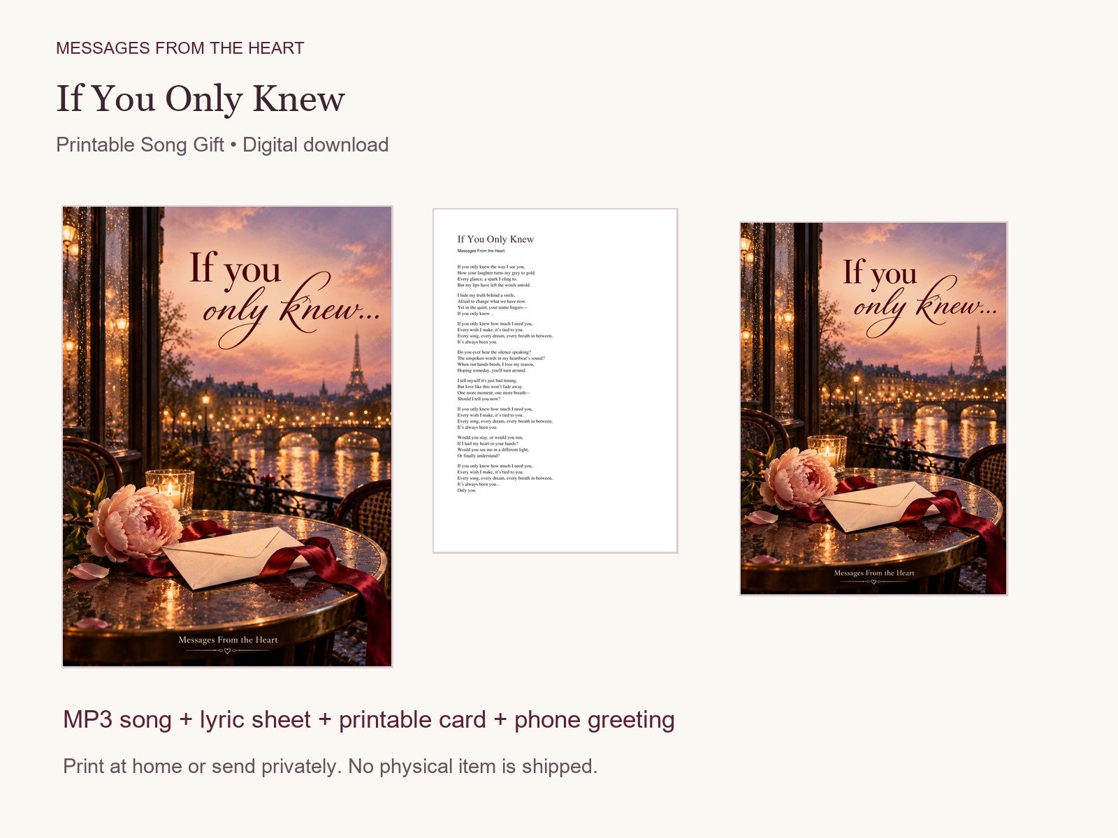 If You Only Knew — Printable Song Gift product image (1)