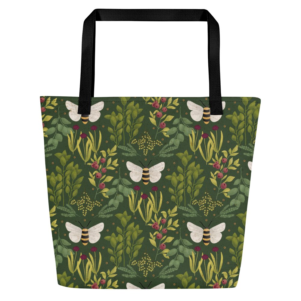 Bees and Foliage Large Tote with Pocket product image (1)