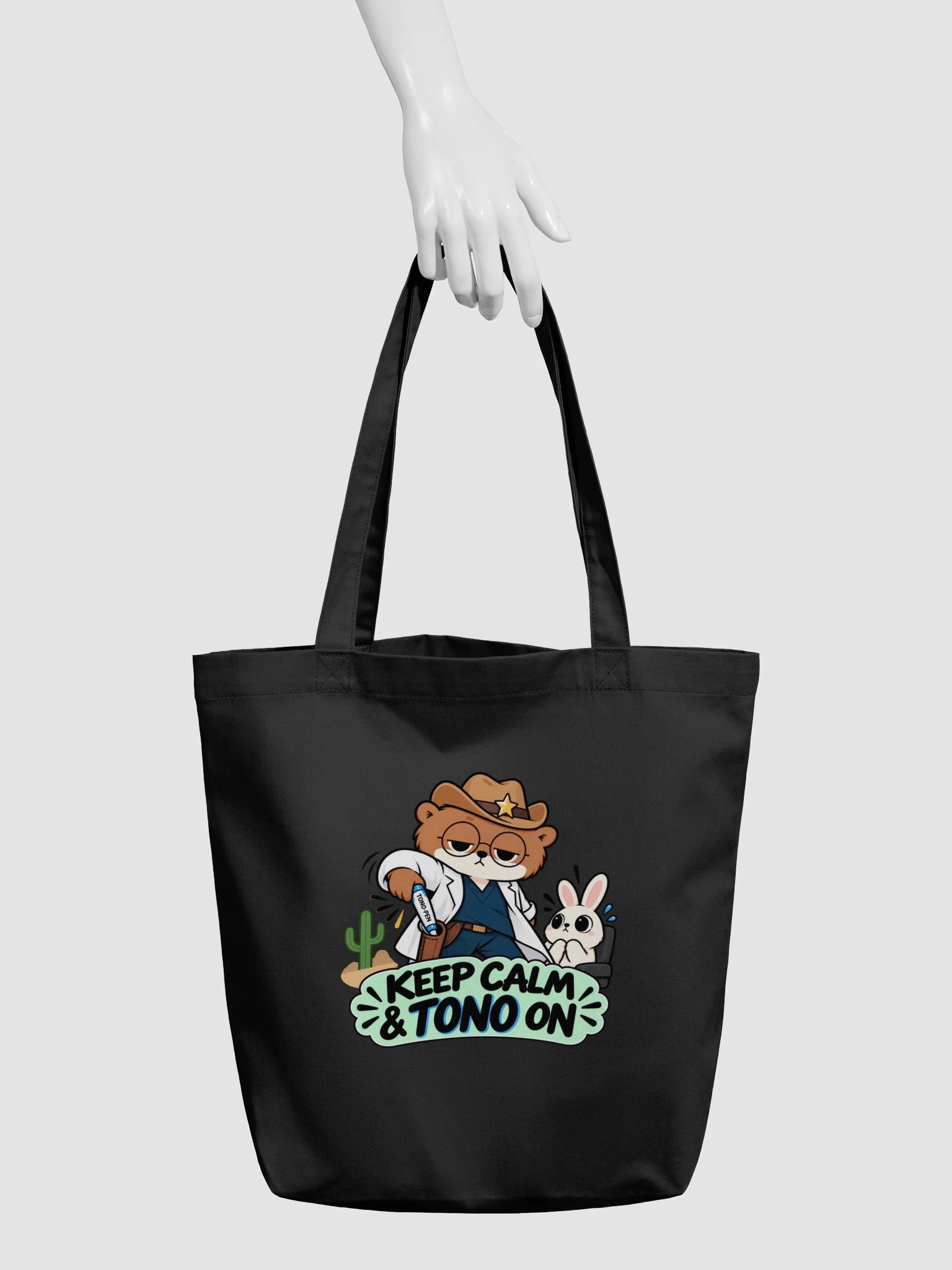 Sleepy Optometrist Keep Calm & Tono On Black Tote product image (3)