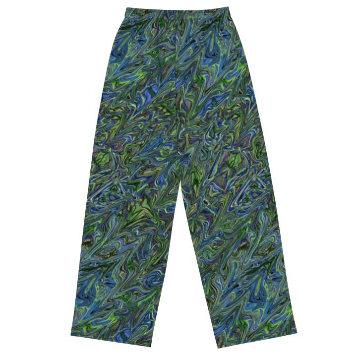 Blue Green liquid Marbling Wideleg Pants product image (1)