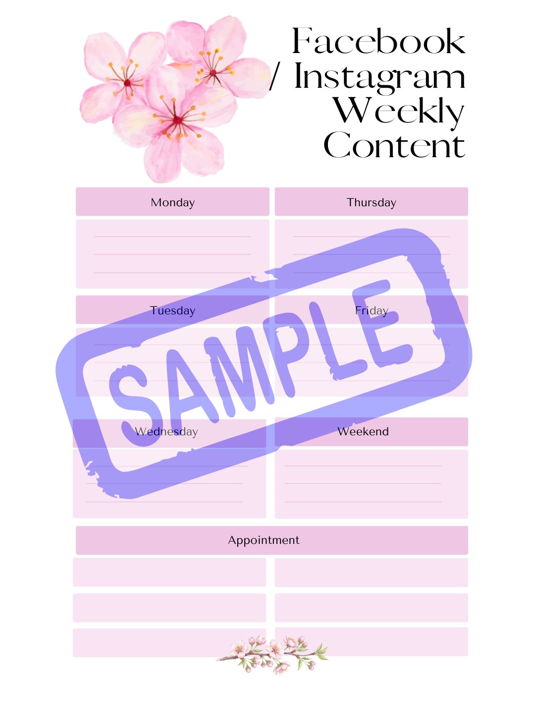 Cherry Blossom Social Media Planner - A5 product image (8)