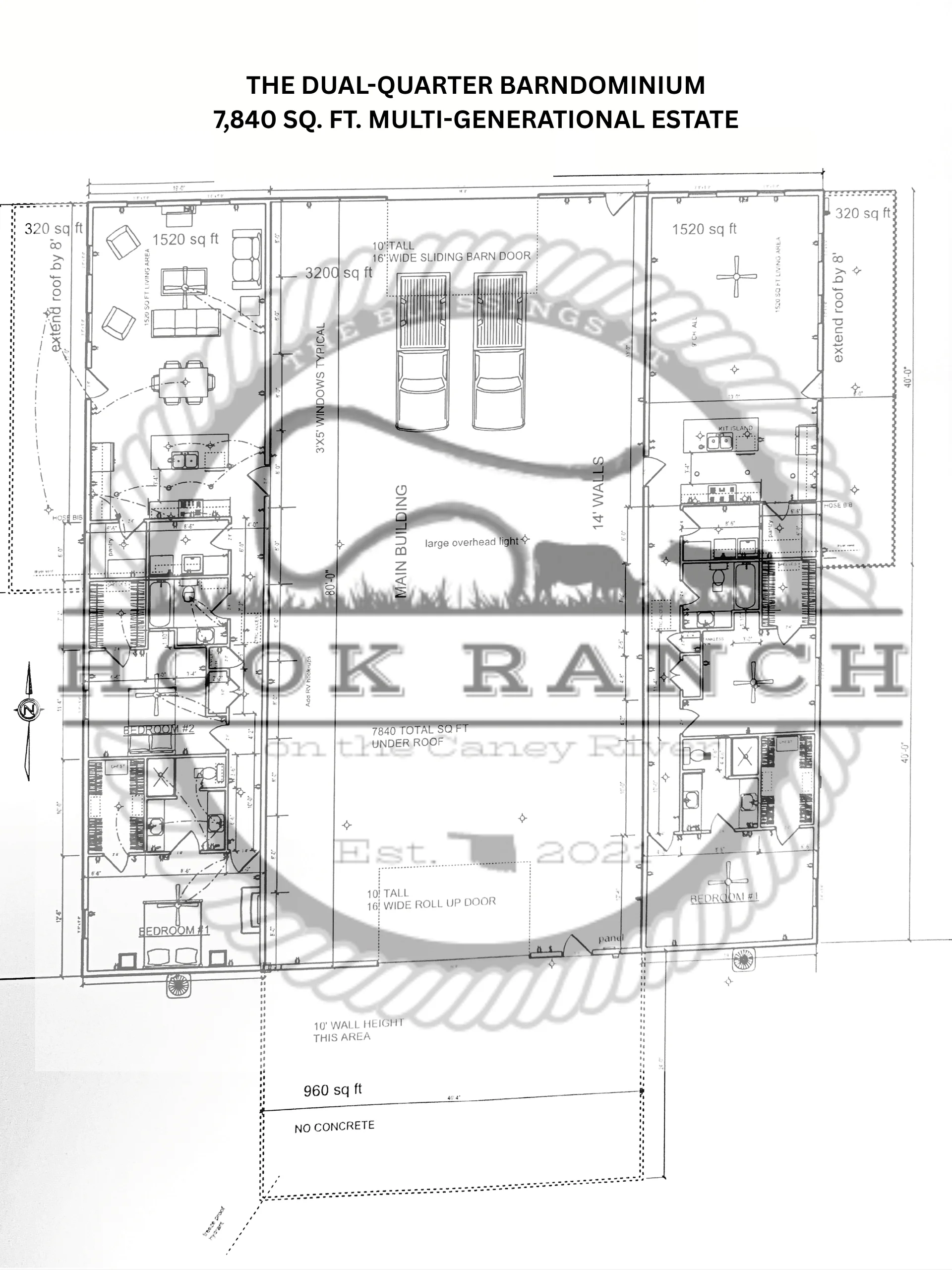 Hook Ranch 80x80 Dual Living Barndominium Plans | 7,840 Sq Ft under Roof product image (7)