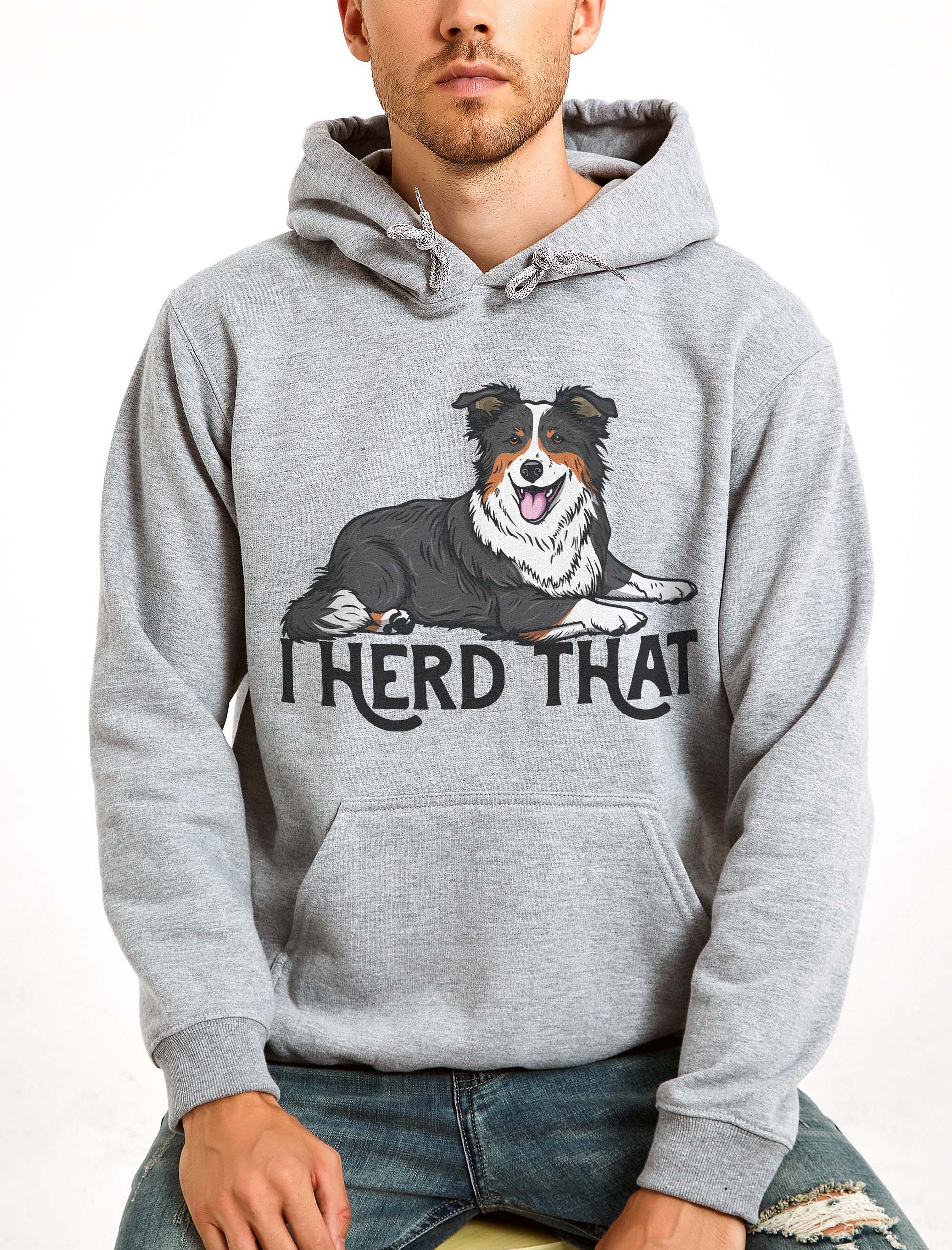 I Herd That Hooded Sweatshirt of a Border Collie (Tricolor) | Funny Hoodie for Herding Dog Paw-rents product image (2)
