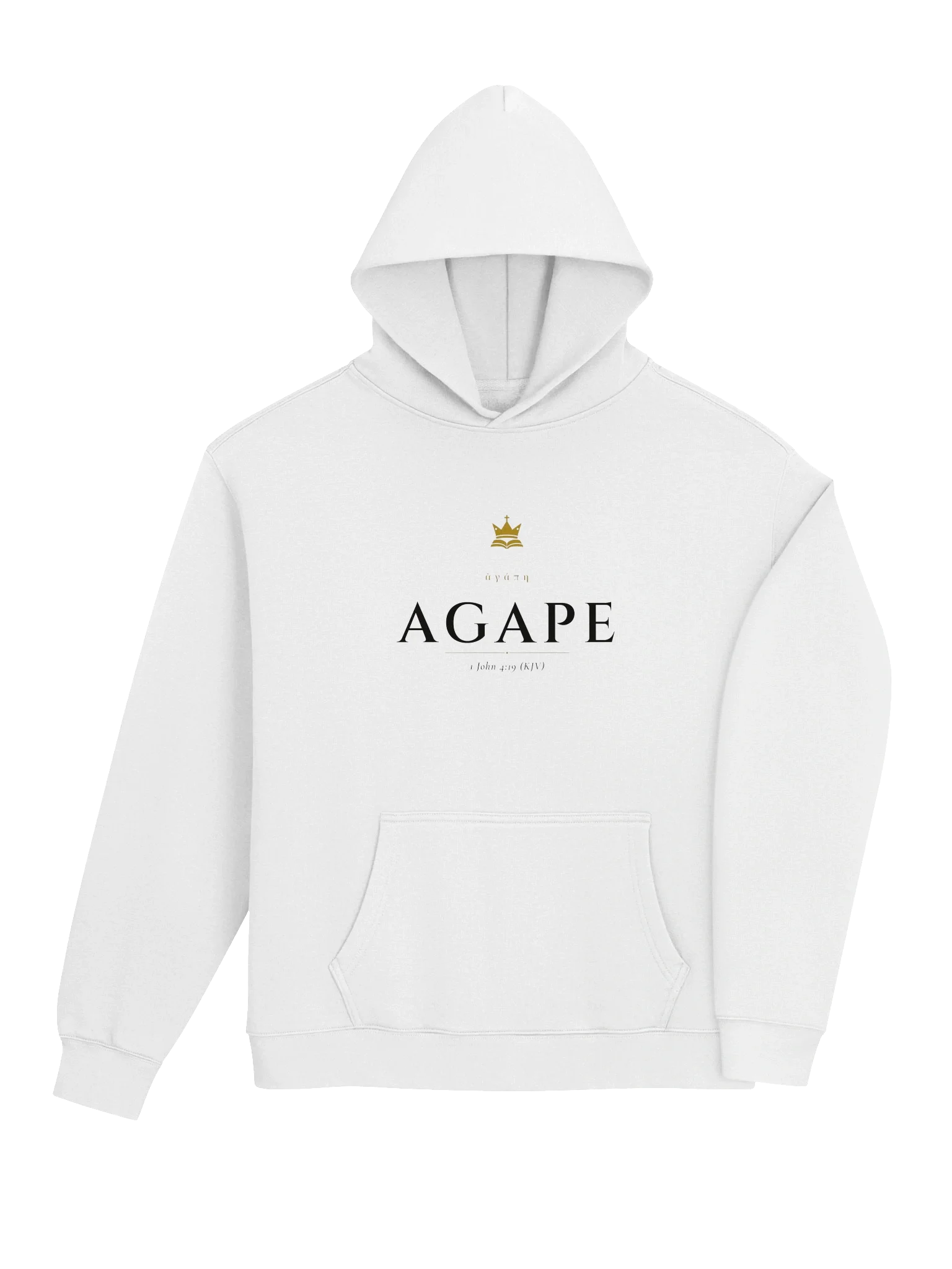 Agape Hoodie - White, view 4 — Christ Is King hoodie