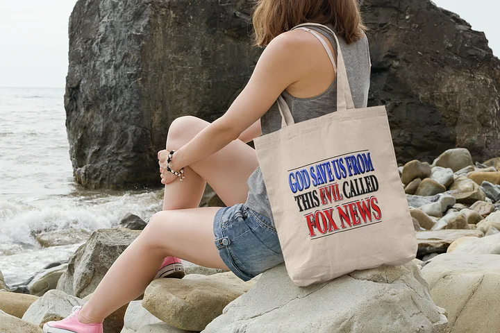 God Save Us From Fox News Tote Bag - Anti-Fox News Canvas Grocery Bag product image (1)