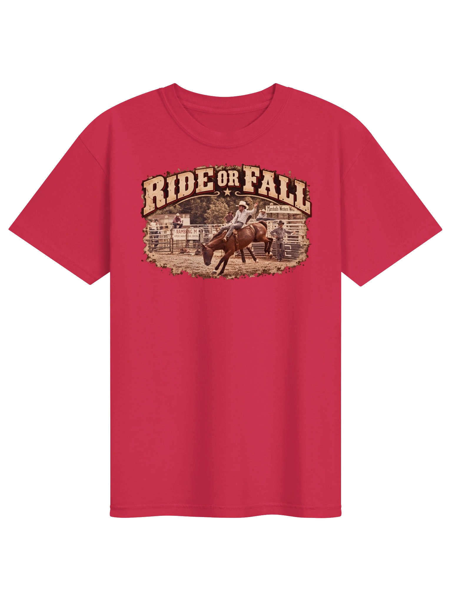 Bareback Riding Shirt — Ride or Fall Rodeo Tee, Two-Sided Rider Design | Broken Arena™ product image (2)