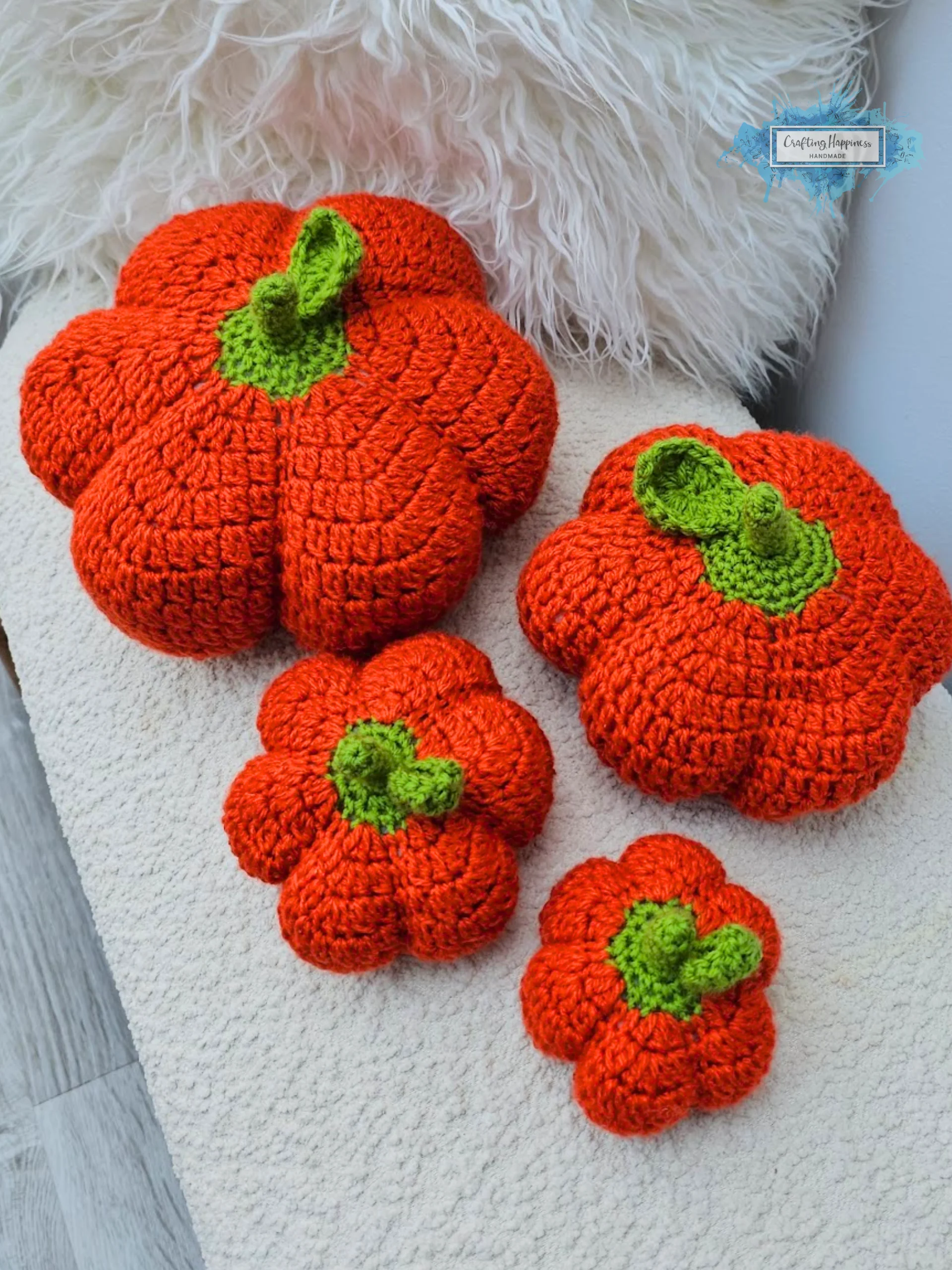 No Sew Crochet Pumpkin Pattern | 4 Sizes, Fall Decor (PDF Pattern) product image (4)
