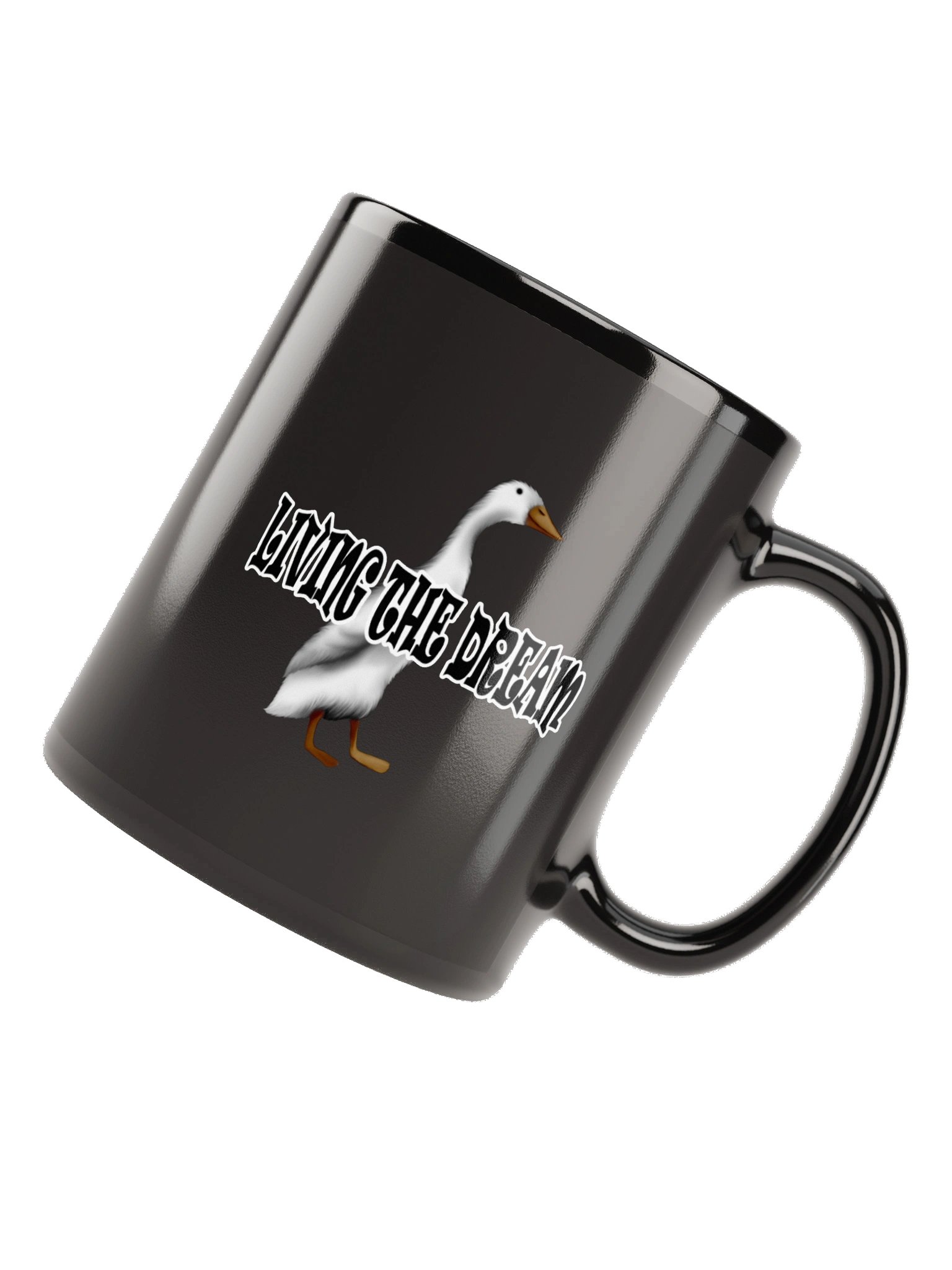 Duck "LIVING THE DREAM" Black Glossy Mug product image (6)