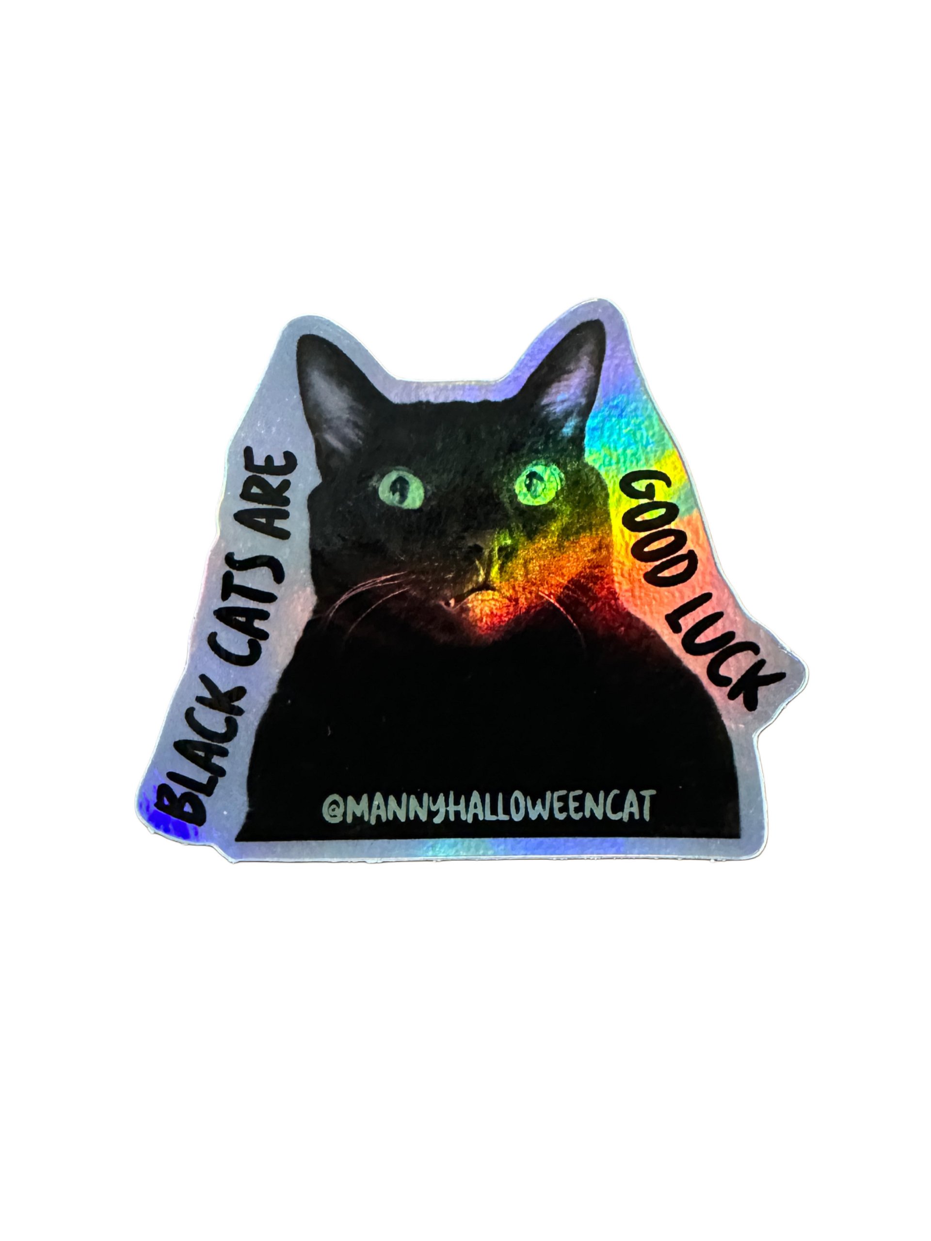 Holographic Black Cats Are Good Luck sticker product image (1)