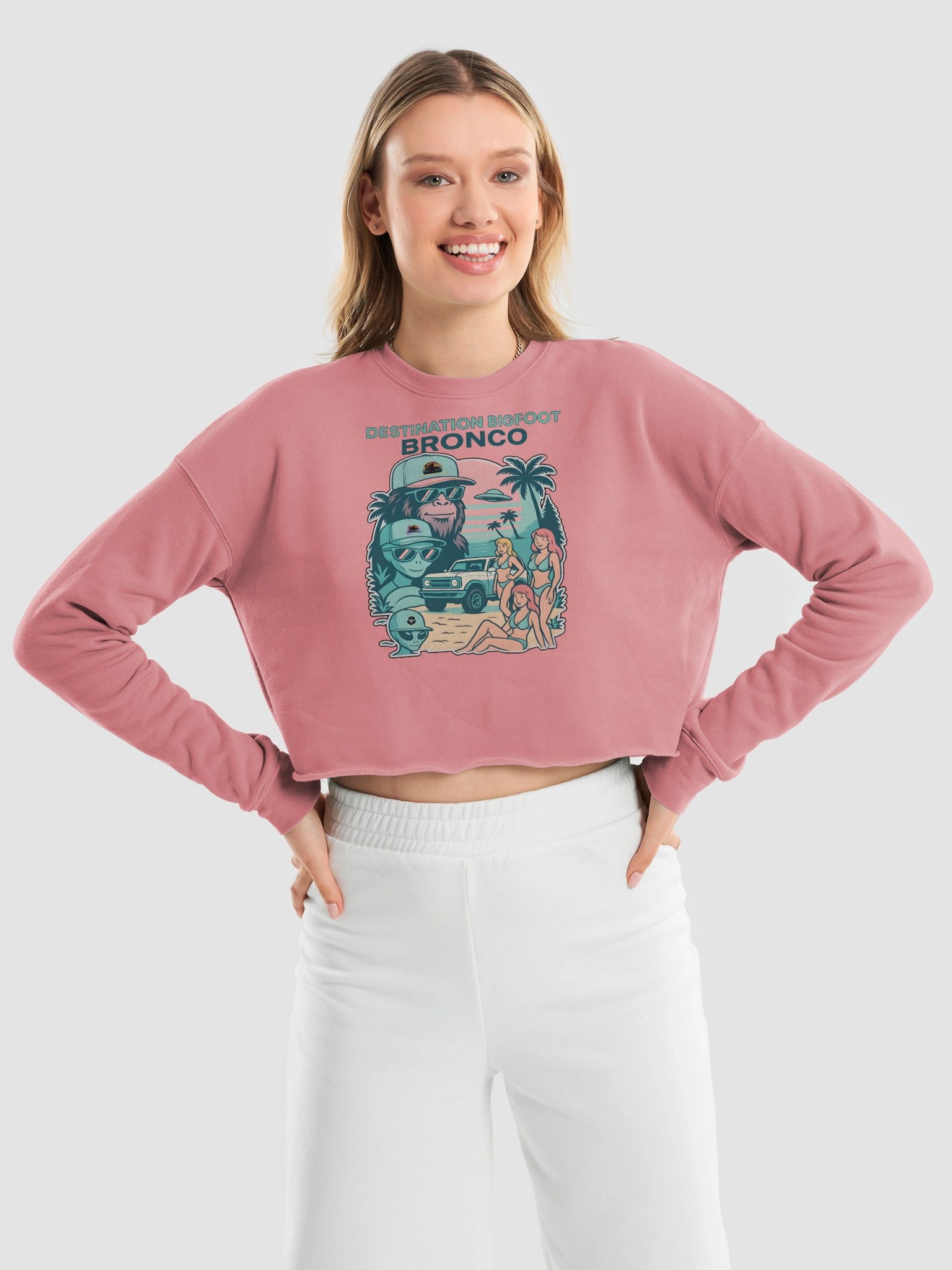 Destination Bigfoot Bronco Legends Of Sunset Best Friend's Bella+Canvas Women's Fleece Crop Sweatshirt (Multiple Colors Available) product image (25)