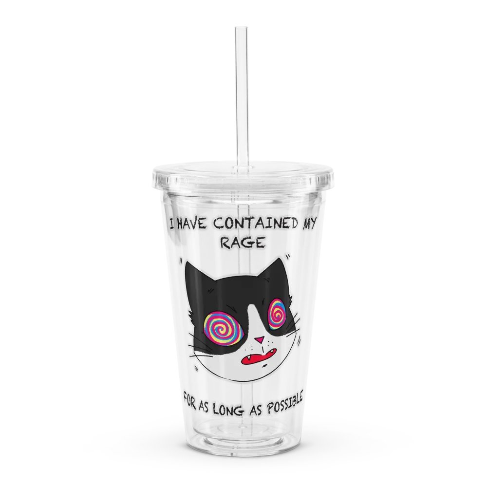 Rage Cat Clear Plastic Tumbler product image (1)