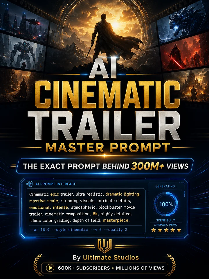 AI Cinematic Trailer Master Prompt | The Exact Prompt Behind 300M+ Views product image (1)