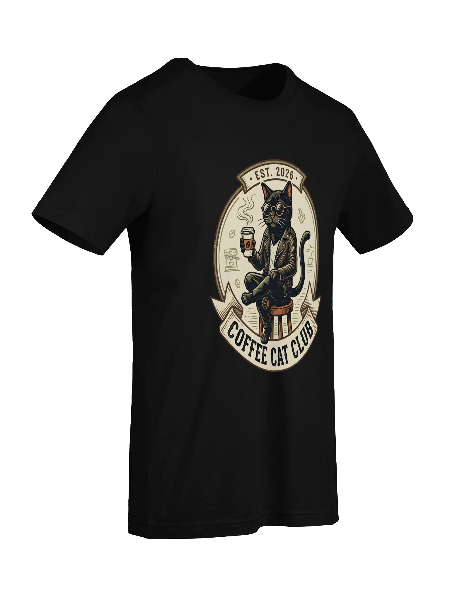 Coffee Cat Club T-Shirt - Vintage Black Cat EST. 2026 Graphic Tee product image (47)