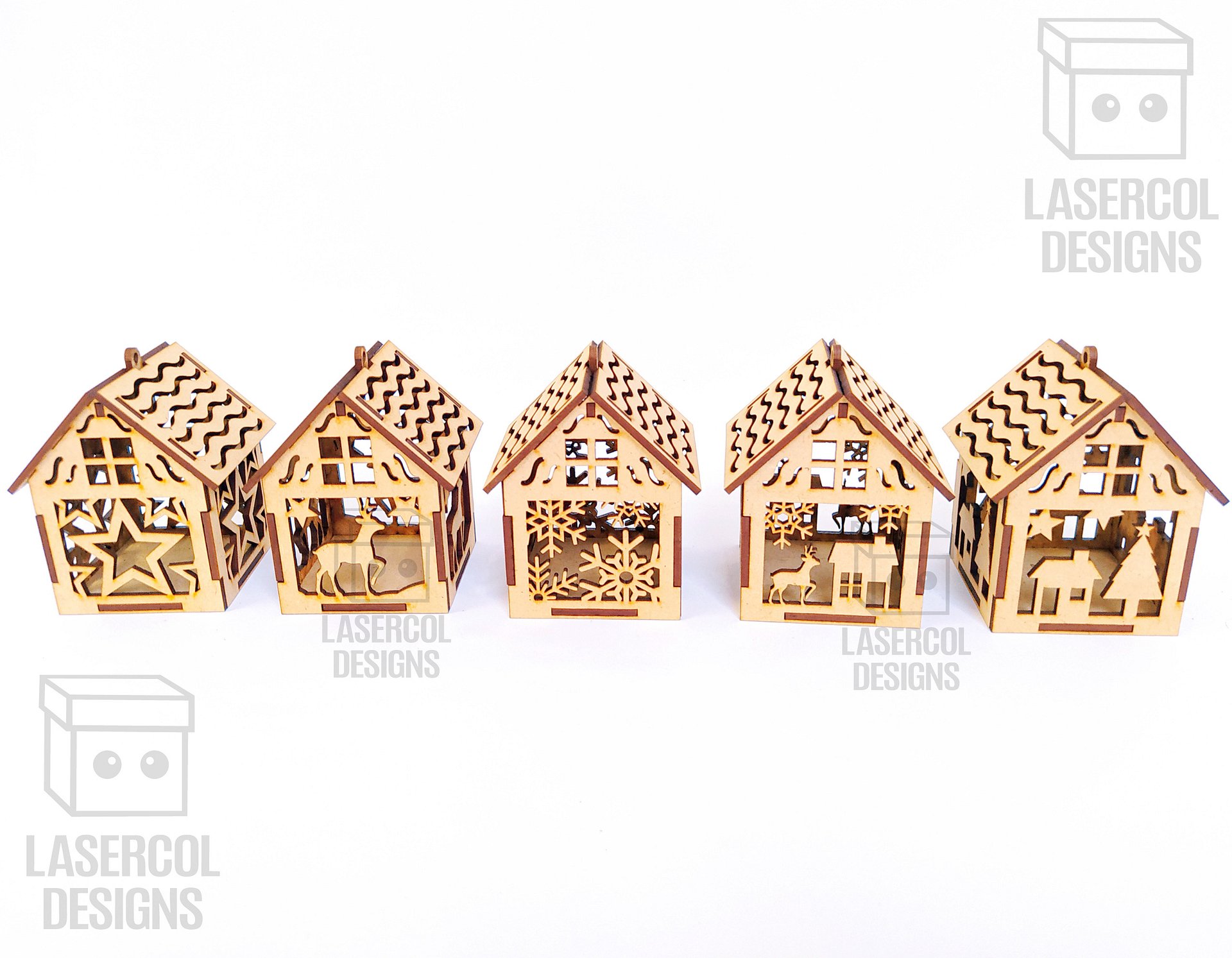 Christmas House Ornaments Bundle (Set 1-2-3-4) - Laser Cut Files product image (8)