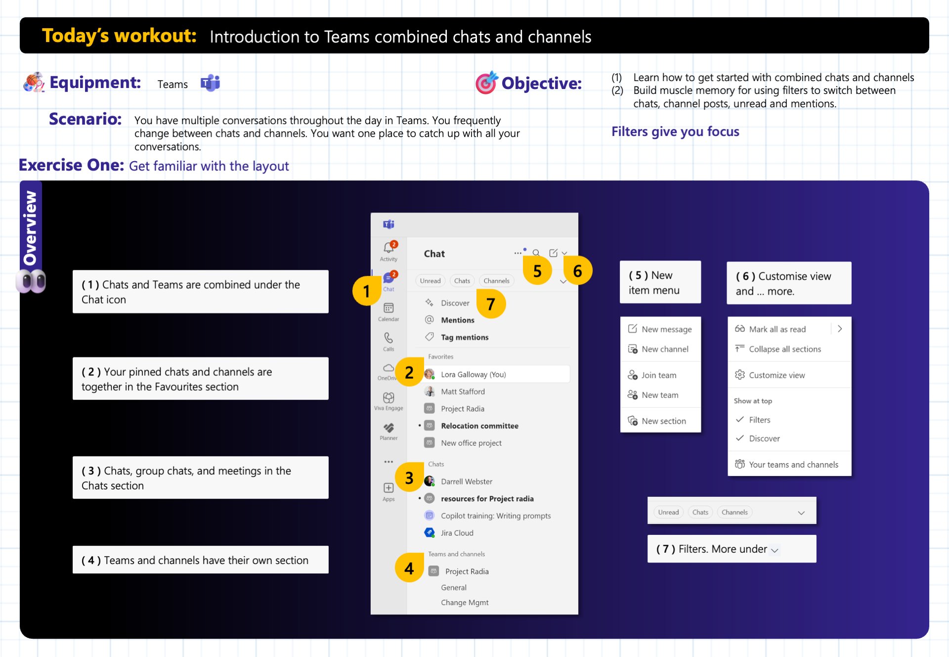How to use Teams combined chats and channels - Workout Card product image (1)