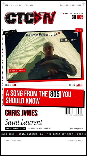 Have you heard “Saint Laurent” by CHRIS JVMES?

A song from the 805 you should know 🔌 Straight out of Santa Barbara. Tap in w...