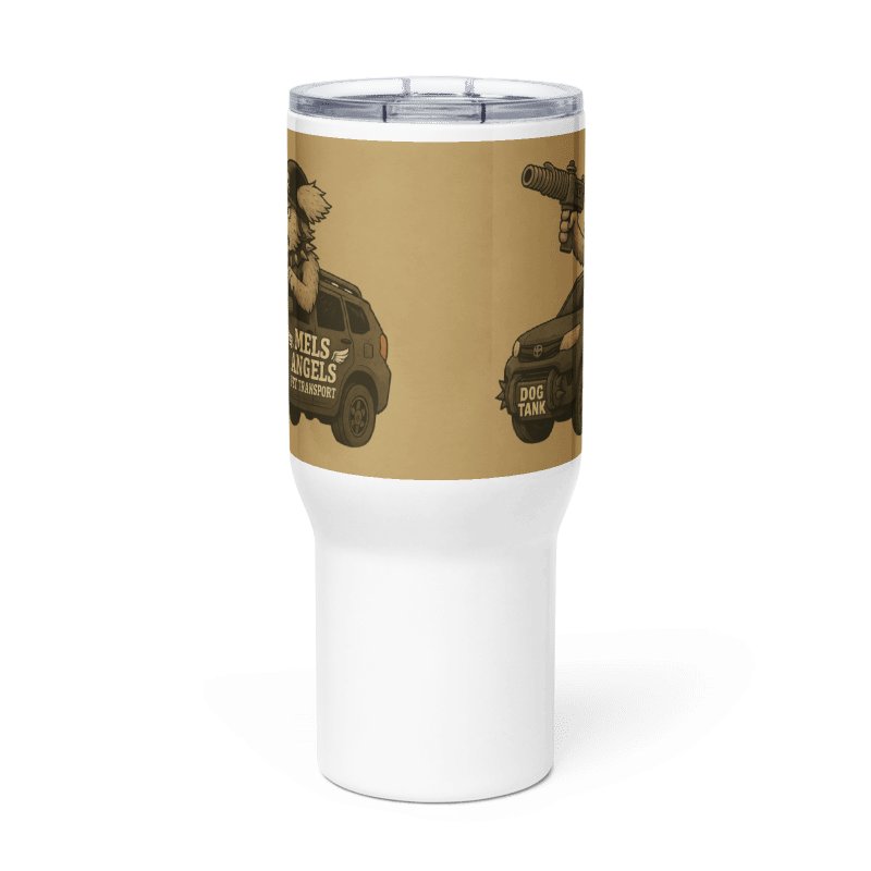 Dog Tank Travel Mug with Handle — Mel’s Angels Pet Transport Insulated Coffee Tumbler (25oz & 40oz) product image (7)