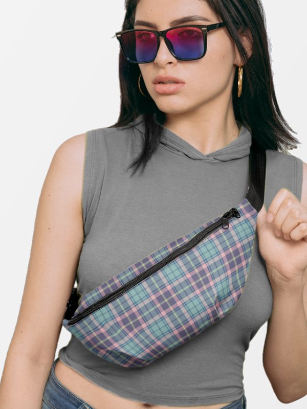 Light Green, Lavender, and Pink Plaid Fanny Pack product image (1)