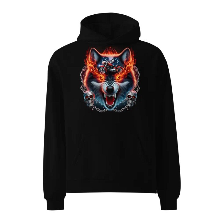 Flaming Wolf Biker Oversized Hoodie #39 product image (1)