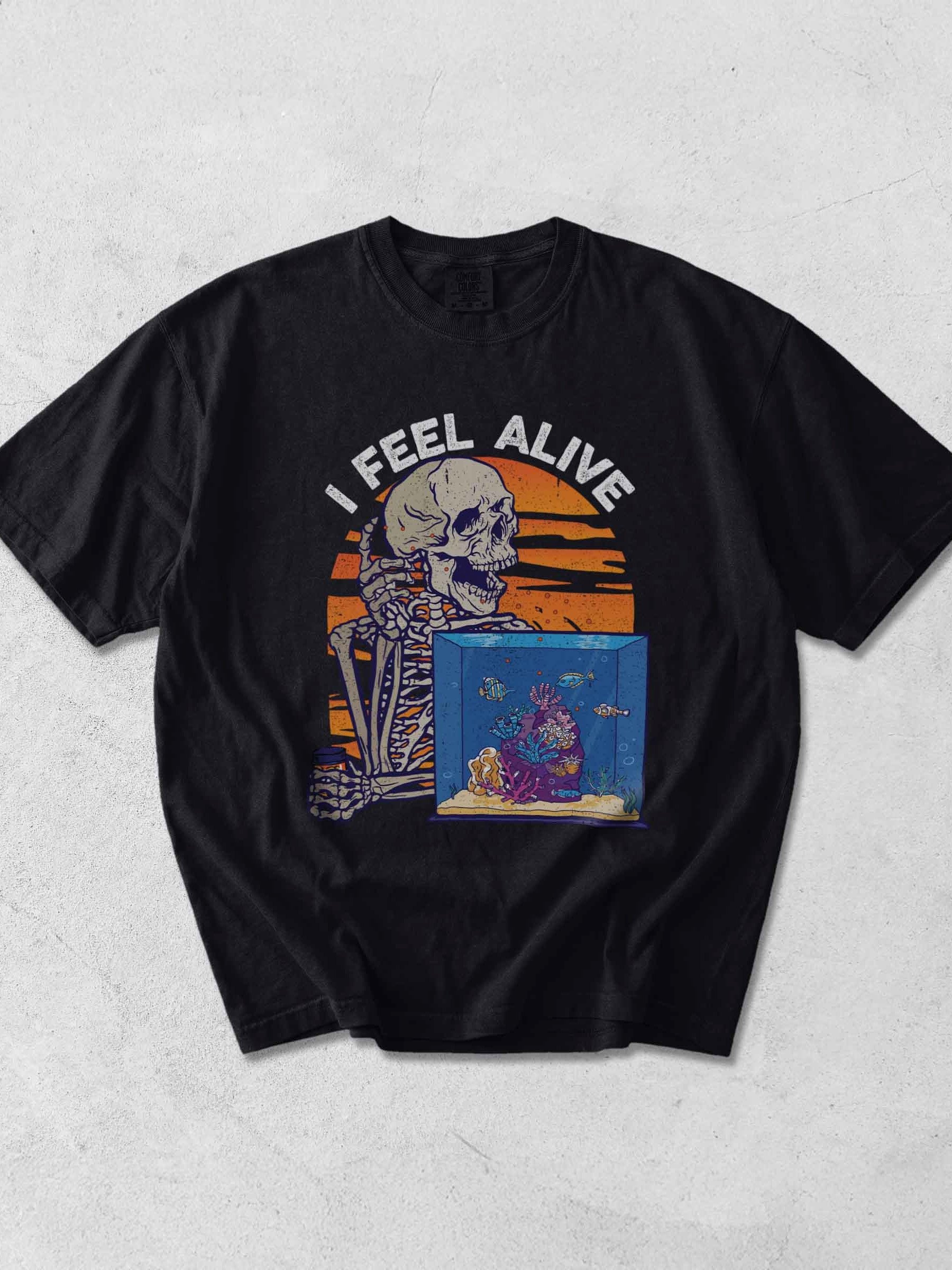 I Feel Alive Reef Tank Shirt – Saltwater Aquarium Skeleton Graphic Tee for Reef Hobbyists product image (1)