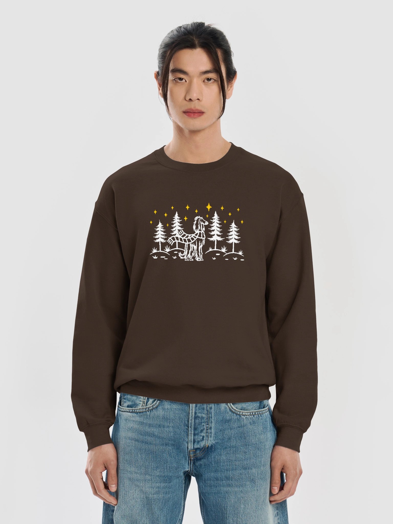 Afghan Hound Winter/Christmas Line Art Design Embroidered Sweatshirt product image (13)
