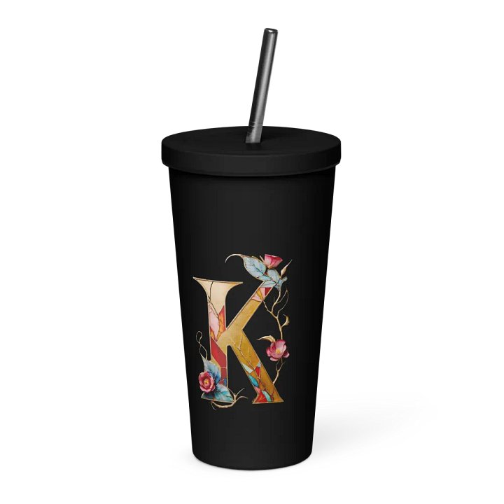 Valentine’s Monogram Letter K(6) Black Tumbler product image (1)