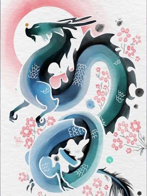 Day 7 of Smaugust with oriental, After spending hours in yesterday's peice I really wanted to do something chill and found these amazing ink paintings of dragons on pintrest while looking for ideas and I had to!  Again I used dracochats prompt list. #art #ink #Smaugust #dracosmaugust #dragon 