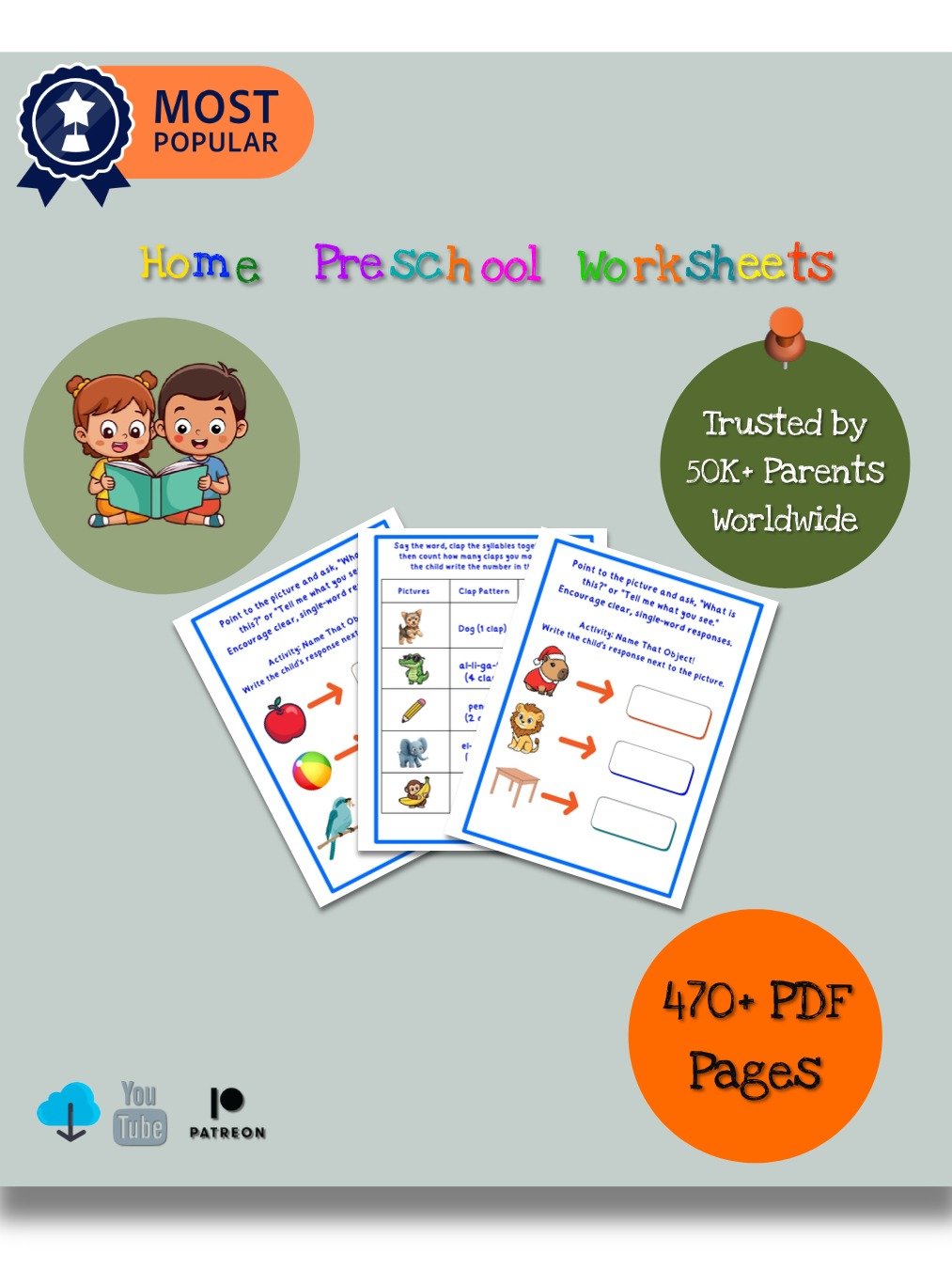 Speech & Language Activity Bundle: Home Preschool Worksheets product image (1)