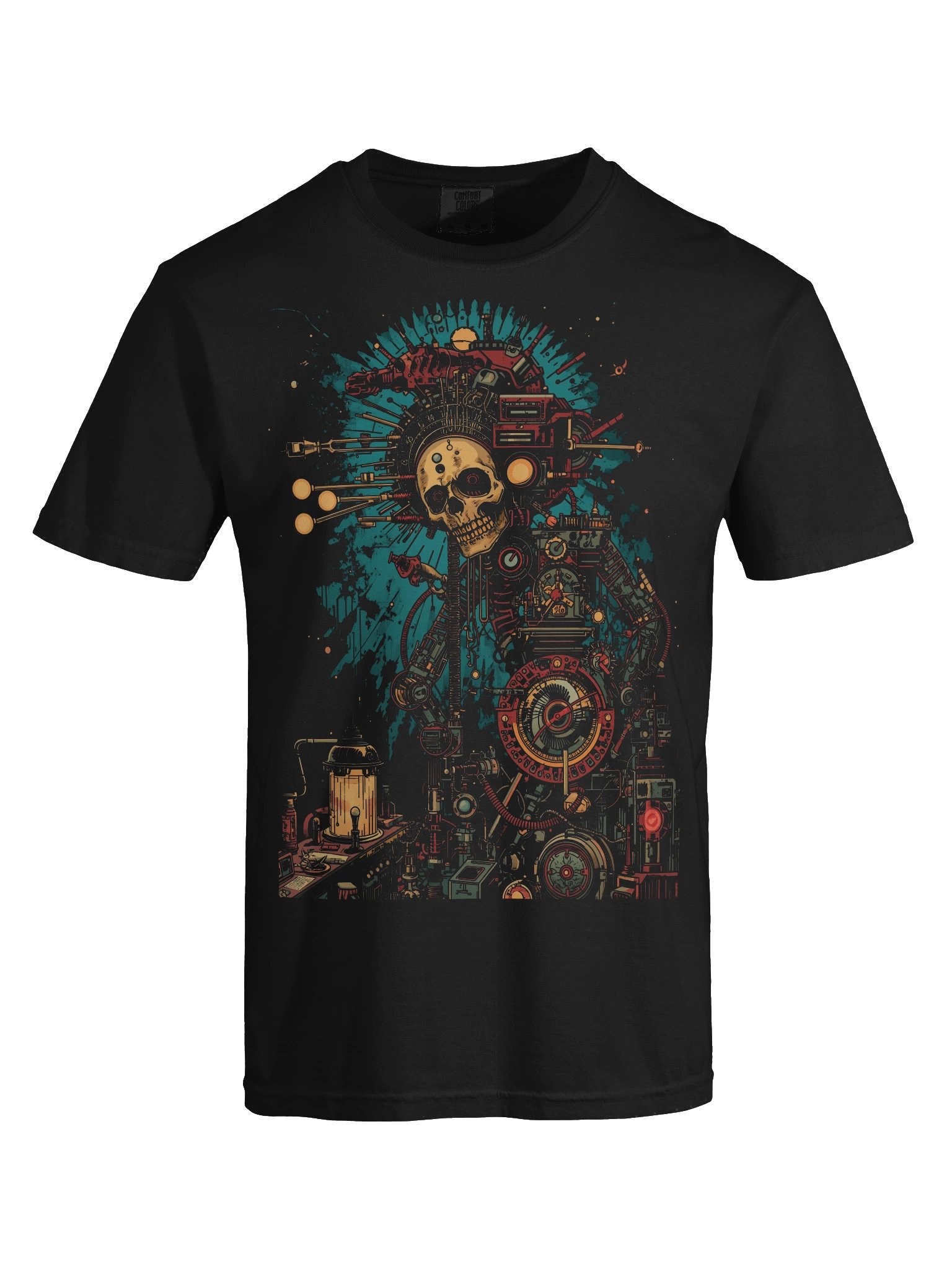 Retro-Futurist Skull Mechanic Heavyweight T-Shirt product image (2)