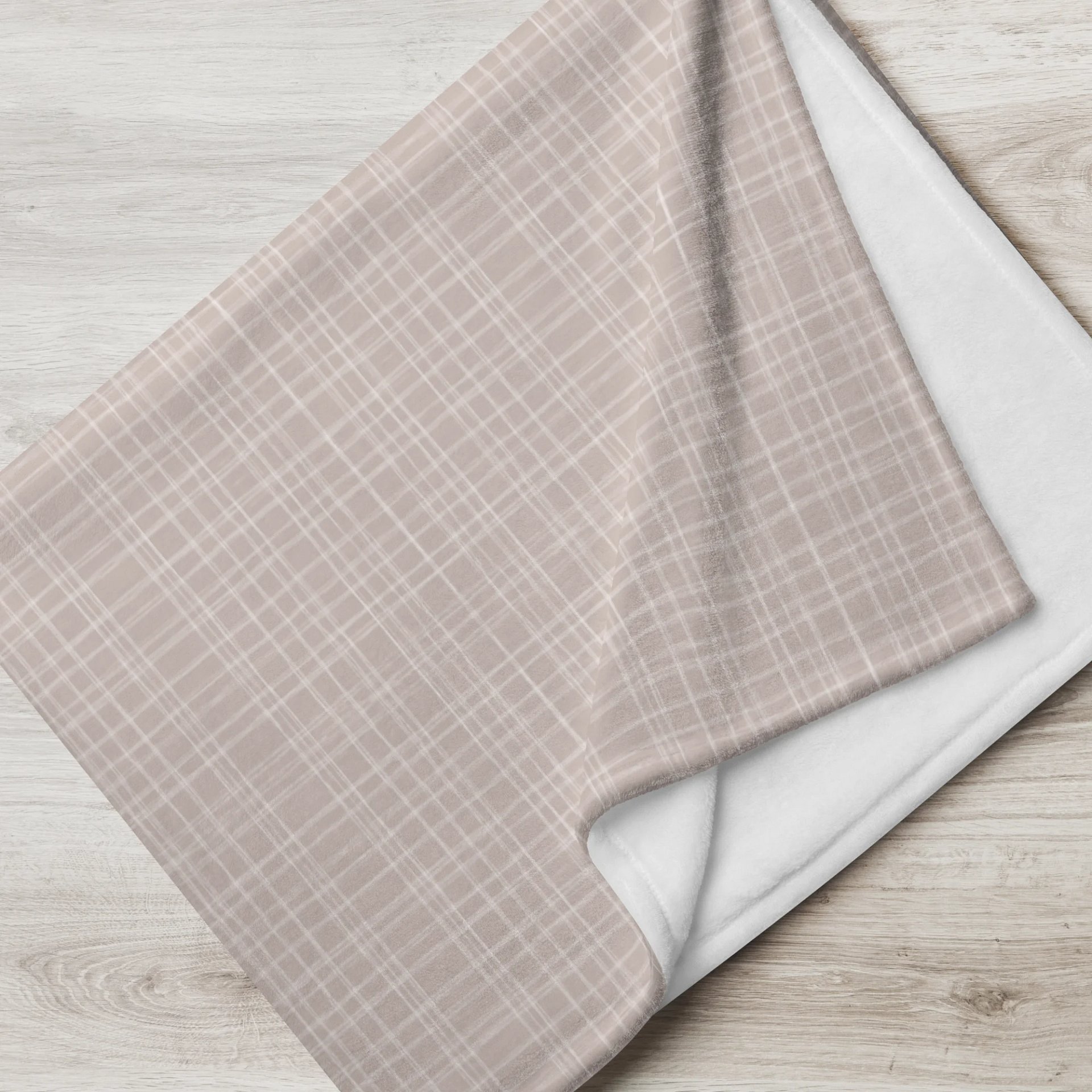 Warm Taupe + Muted Blush Plaid Throw Blanket product image (3)