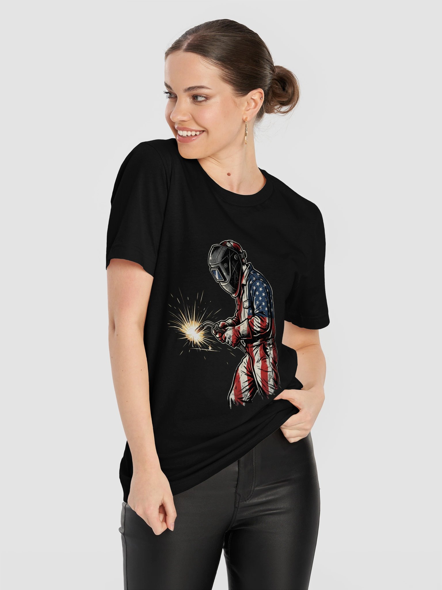 Patriotic American Welder T-Shirt | Vintage USA Flag Welding Tradesman Shirt product image (41)