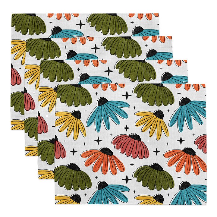 Retro Halftone Coneflowers Placemat Set (4) product image (1)