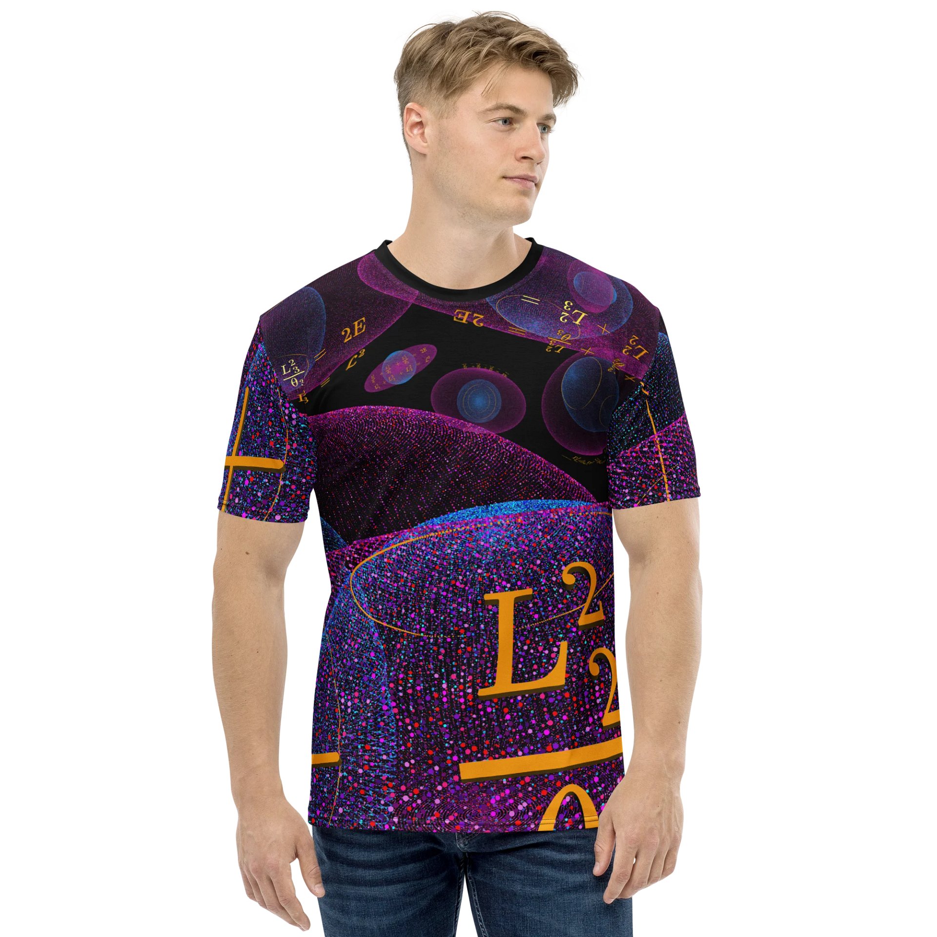 Poinsot's Pixel Spaceship 2 - Physics of the Gyroscope Men's Crew Neck T-Shirt product image (5)