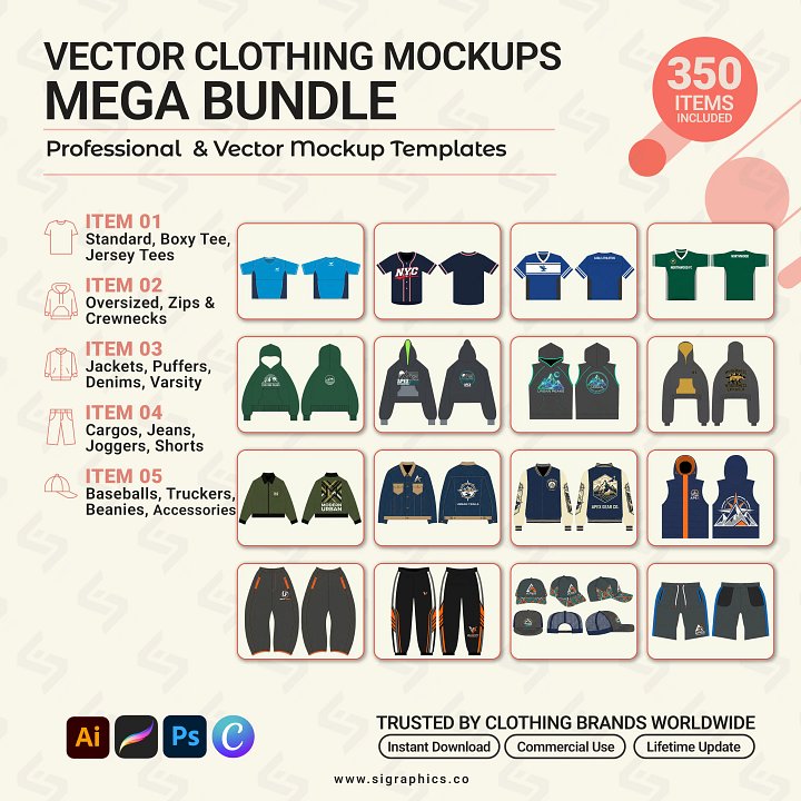 Clothing Mockups Mega Bundle – Vol. 2 (350+ Apparel Templates) product image (2)