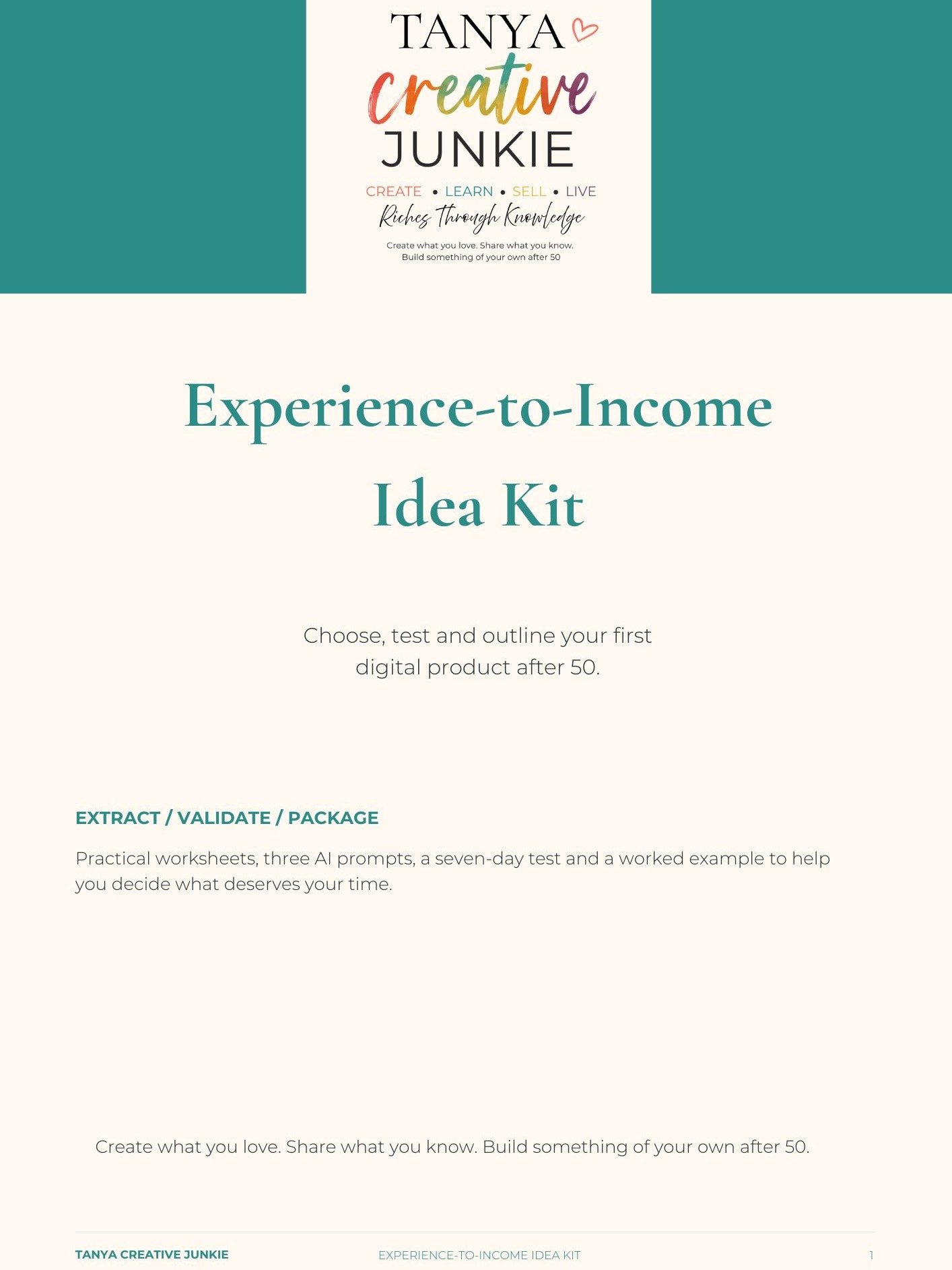 Experience-to-Income Idea Kit | Your First Digital Product After 50 product image (2)