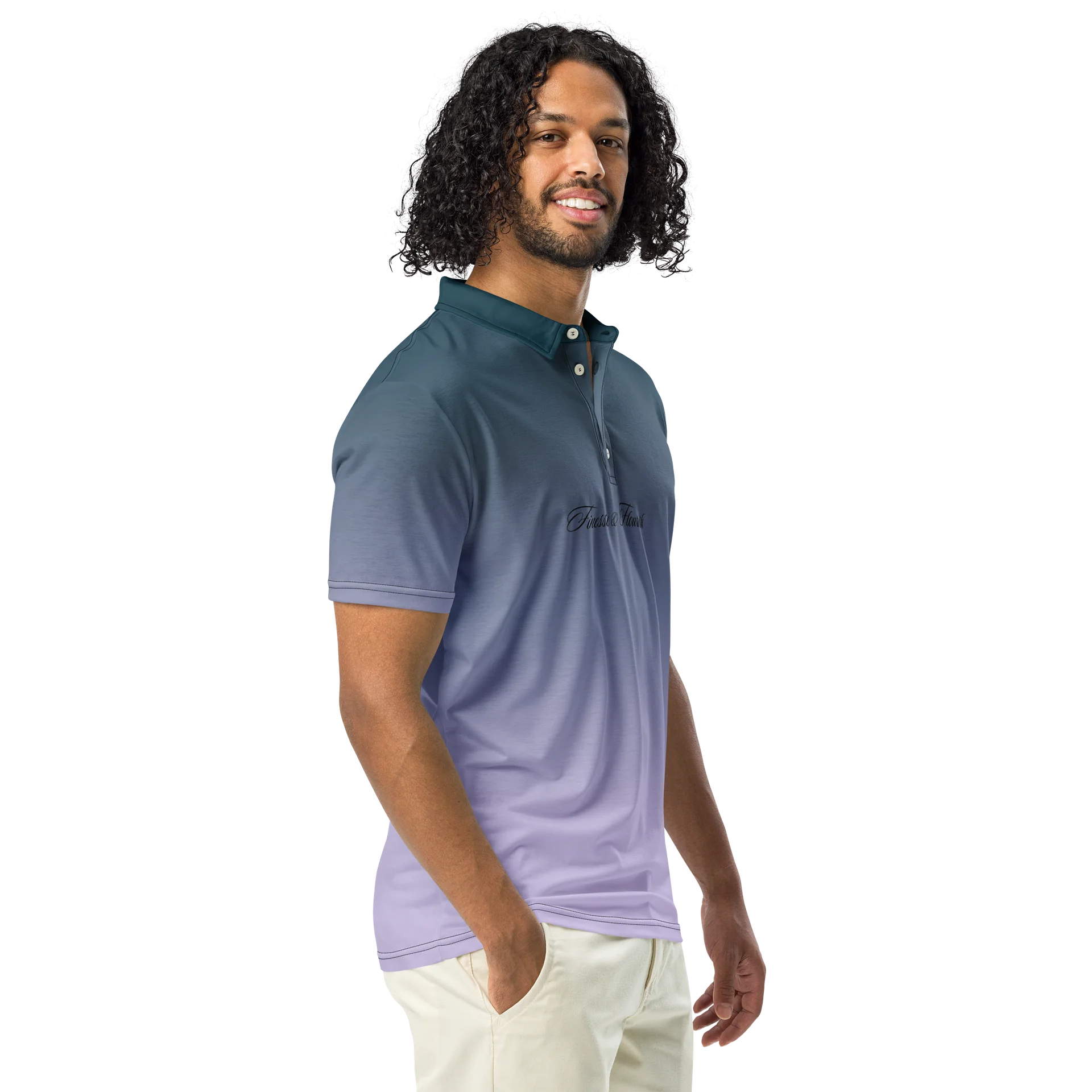 F&F Script Fade Low Slim Fit Polo Shirt product image (1)