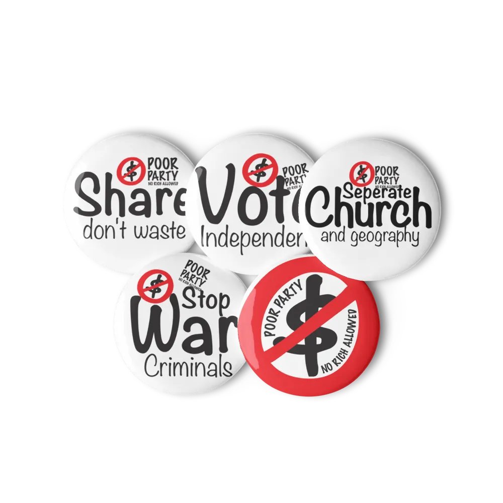 No Rich Allowed Pin Buttons Set product image (3)