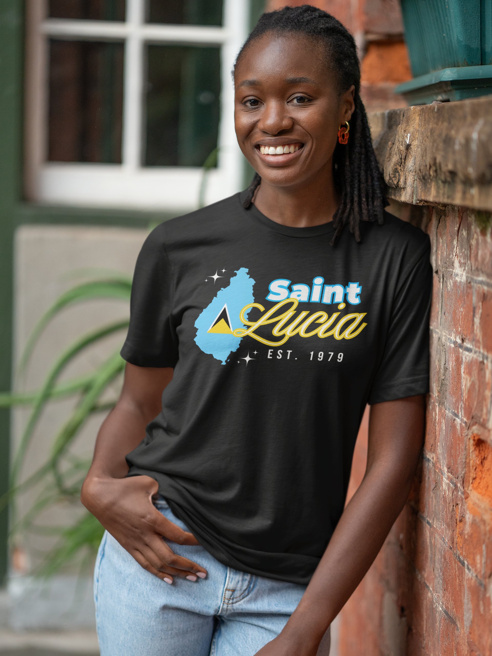 Saint Lucia Flag Outline T-Shirt product image (31)