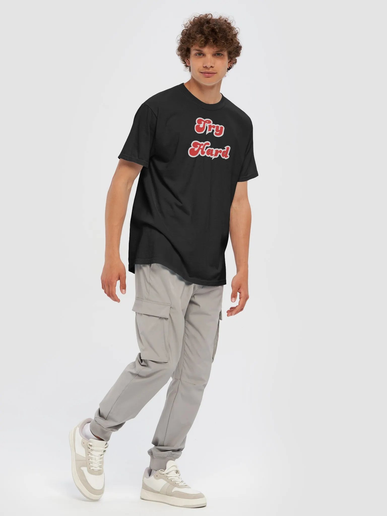 Bold Red 'Try Hard' Tee product image (14)