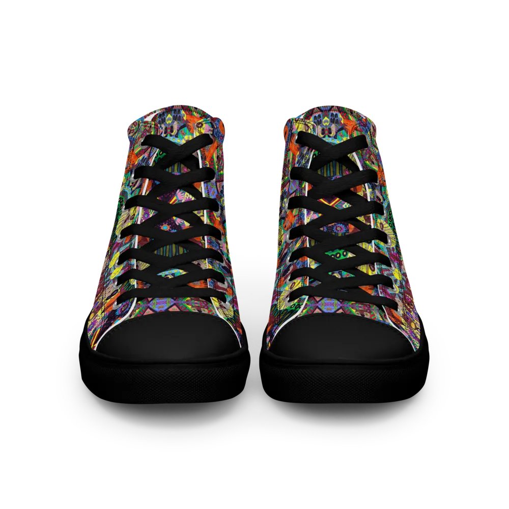 Abstract Doodle Art Animals Ladies High Top Canvas Shoes product image (6)