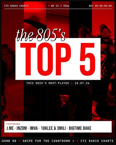 The 805's Top 5 is in 🔊 Sound on and swipe down to No. 1

5. J.ME, “On the Scene”
4. Inzom, “187 BPM (King Harris Diss)”
3. I...