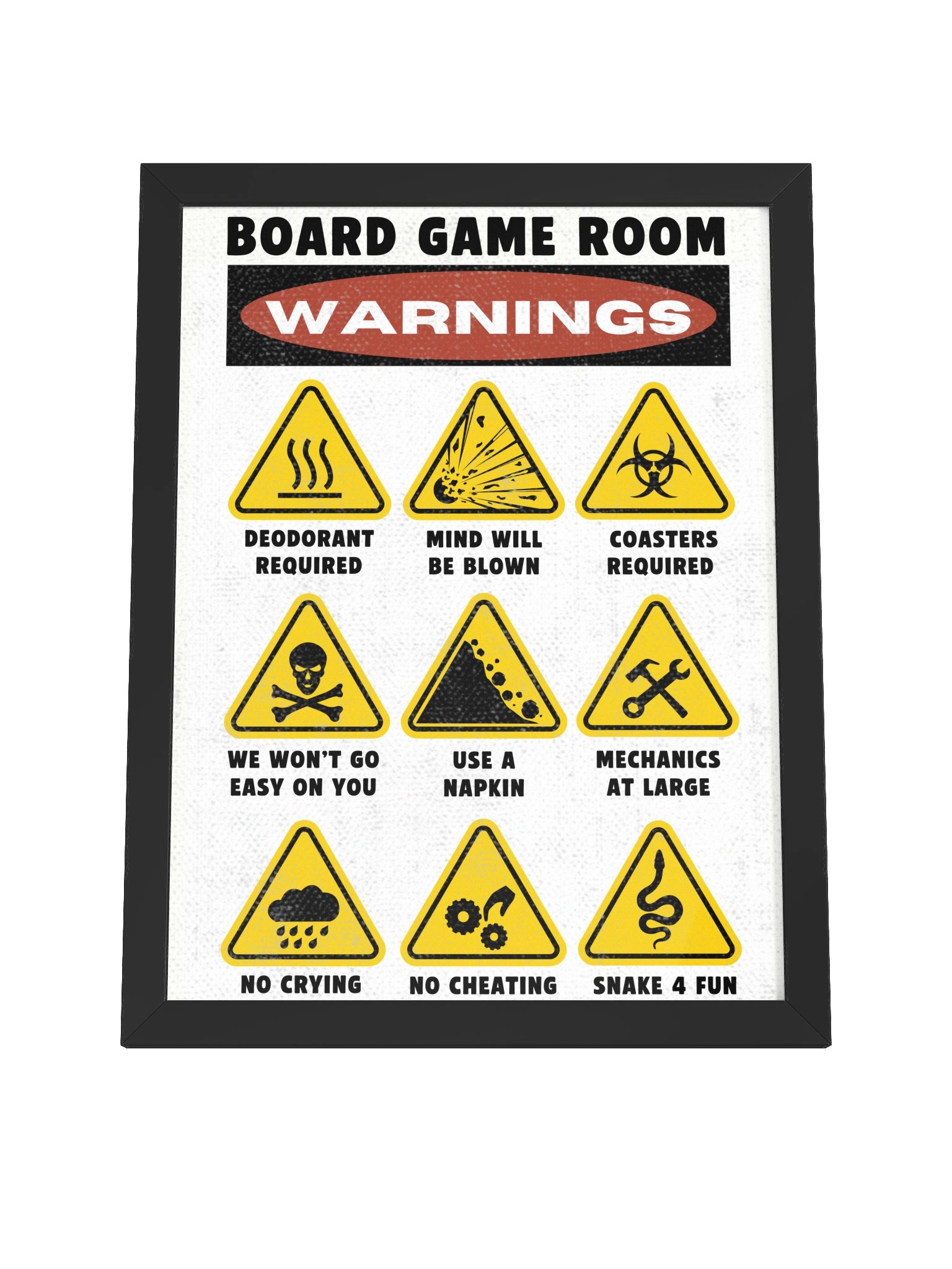 Funny Warnings and Rules Board Game Room Poster - FRAMED product image (4)