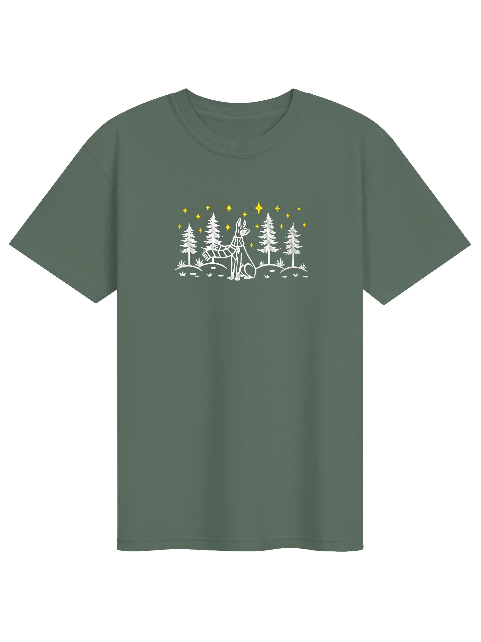 Doberman Pinscher(Cropped Ears) Winter/Christmas Line Art Design Embroidered T-Shirt product image (9)