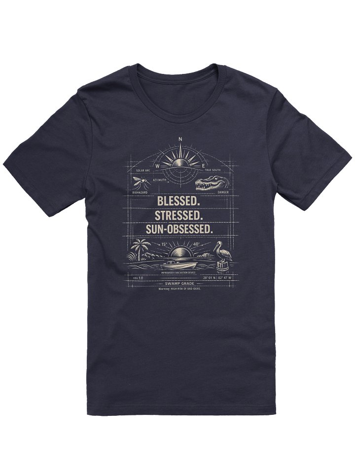 Florida Beach Vacation Shirt Sun-Obsessed Blueprint Design product image (1)
